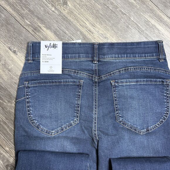 Vylette Sculpt Skinny Jeans Women’s 11 30W Indigo Stretch Denim Mid Rise NWT - Picture 10 of 13